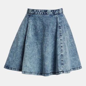 Topshop Moto Acid Wash Denim Skater Skirt